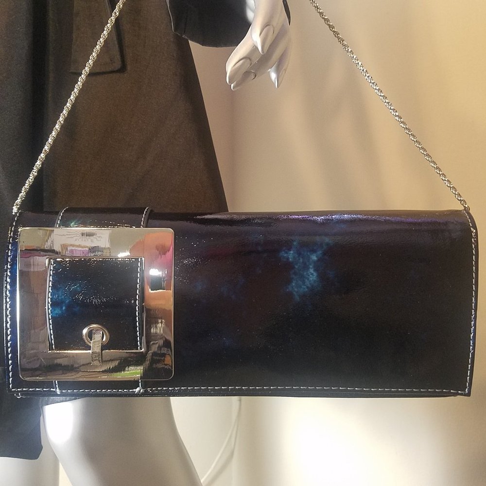 Women's Clutch with Oversized Metal Buckle Deco (Chinese Laundry Style #45444)